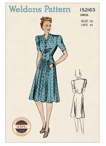 1940s roll collar tea dress - 1940s,