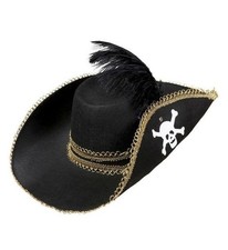 Unisex Pirate Hat With Skull And Feather