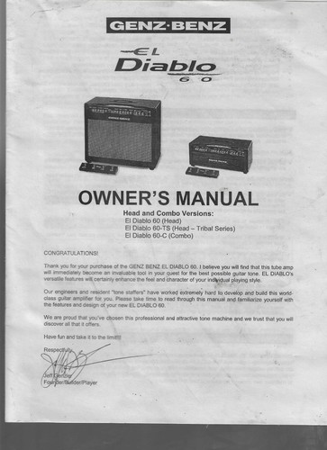 Genz benz diablo owner s - genz-benz, owner's