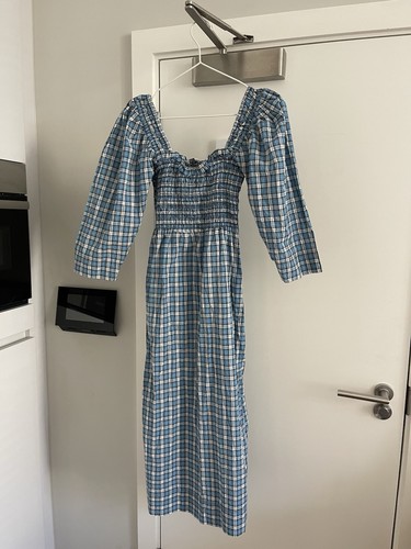 Ganni smock seersucker blue - ganni,