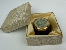 Framecraft 1970’s Porcelain Trinket Box Green Tapestry / Needle Work Lid