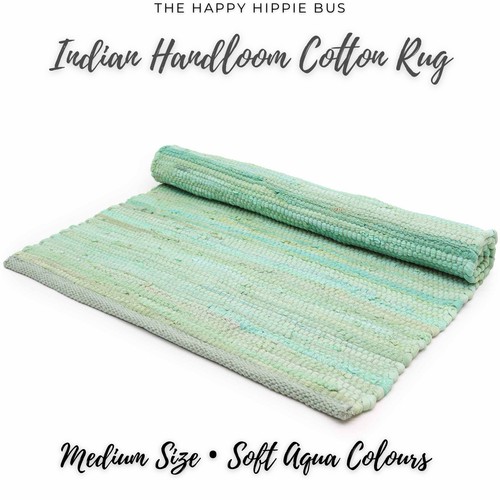Handmade chindi rag rug aqua - chindi,