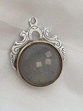 Very Rare Antique Silver Dice  Fob Hallmarked Birmingham 1885 Gambling Carnelian