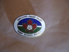 RARE OLD VANCOUVER RUGBY FOOTBALL UNION REFEREES SOCIETY ENAMEL PRESS PIN BADGE
