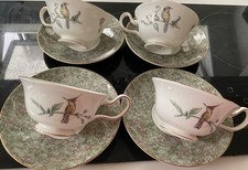 Set of Four Wedgwood “ Hummingbird” Cup & Saucers (Elegant Design)