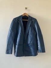 Blue Leather Blazer Jacket