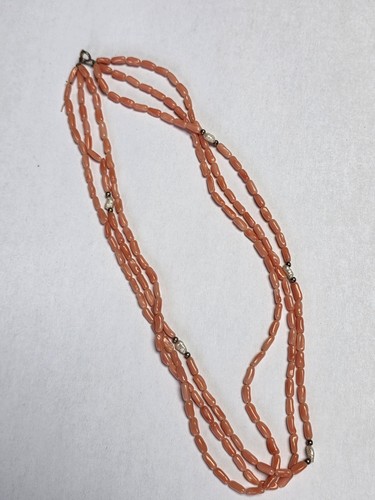Pink coral three strand beaded - pink,
