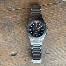 Boccia Titanium Men’s Watch 10 Bar Chronograph Black Carbon Dial