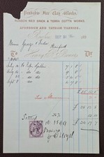 1899 Penbedw Fire Clay Works Ruabon Red Brick & Terra Cotta Works Invoice