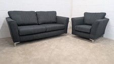 Ex Display Sofology Layla Linoso Charcoal 3 Seater & Chair - Delivery Available 