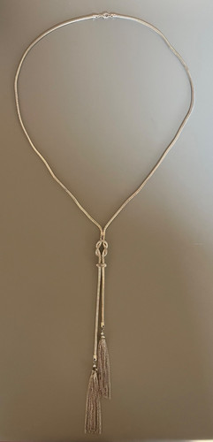 Silver tone snake chain - silver, lariat