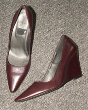 Jasper Conran - Wine Burgundy - Leather Wedge Heels - Womens UK 3 - NEW Party