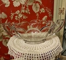  Chippendale Krys-Tol glass Trophy 2 Handled Bowl centrepiece Large 33cm 1930's