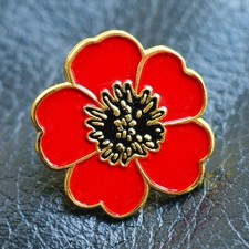 Red Poppies Badge Pin