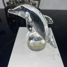 Vintage  clear glass Dolphin Figurine/Paperweight
