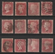 1857 1d PENNY RED STARS X 12 UNPLATED GOOD/ NICE USED
