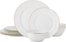 Elegant Trellis Gold Rim Bone