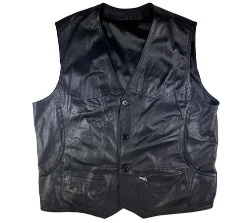 Real leather waistcoat vest - leather,