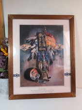 Native American Equipment Picture Vintage 45cm x 56cm Framed