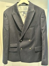 Moss Bros Double Breasted Navy Pinstripe Jacket / Blazer