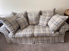 Large Comfy Sofa 207cm x 93cm Removable Laura Ashley Fabric Blue/Beige Check