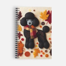 Black poodle notebook gift - black,