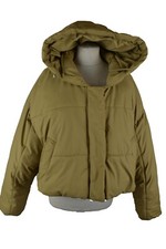 ZARA Beige Padded Jacket size L Womens Full Zip Hooded Outdoors Outerwear