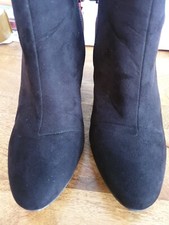George by Asda - Block Heel Ankle Boots - Size 4/37 - Black Faux Suede - VGC