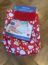 Tots Bots Peenut Bamboozle Cover Paw Print Reusable Cloth Nappy Wrap Size 1