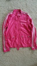 GIO GOI FLASHBACK PINK WHITE STRIPE ZIP JACKET TOP S TRACKSUIT TOP GIRLS RETRO