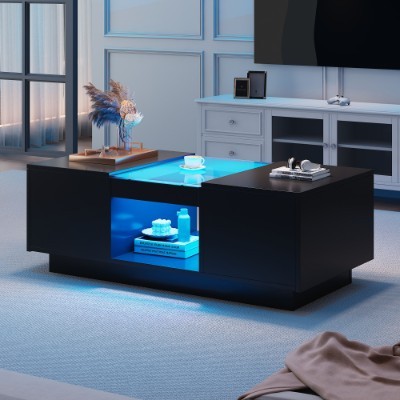 Led coffee table black with - coffee,