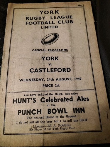 Vintage rugby league programme - vintage,