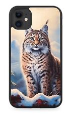 Snowy Bobcat Rubber Phone Case Bobcats Bob Cat Snowing Snow Asian Asia Art DJ39