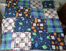 QUILTED HANDMADE PATCHWORK PLAYMAT, LAP QUILT, THROW - 86CM SQUARE APPROX.