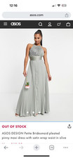 RRP£90 New ASOS Design Bridesmaid Pleated Pinny Maxi Dress With Satin Wrap Waist