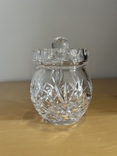 Beautiful Vintage Crystal Cut Glass Lidded Preserve Jam Pot