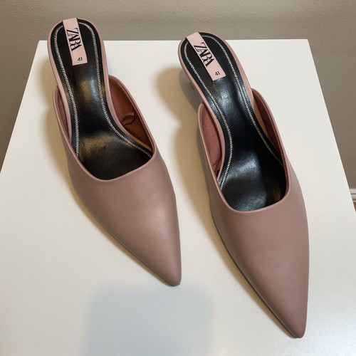 Zara pink pointed toe mule - zara,