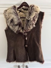 Brown Ladies Toscana Sheepskin Suede  Gilet Waistcoat 6 8