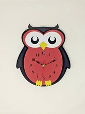 Wall hanging non ticking fun kids quartz 3D owl animal clock