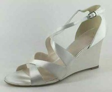 Jenny Packham Womens UK 8 EU 41 Ivory Satin Wedge Heel Evening / Wedding Sandals