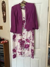 Jacques Vert Mother of the Bride Outfit UK 12 Dress and Jacket in purple