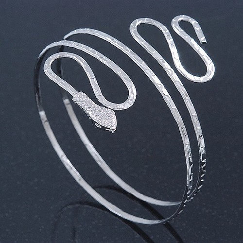 Silver plated hammered snake - plated,