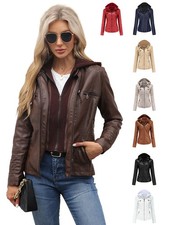 Women's Hooded PU Leather