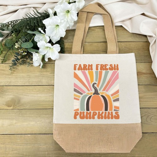 Farm fresh pumpkins jute - jute, tote