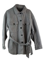 Zara Womans Belted Button Collared Overshirt Shacket Size XL Pockets