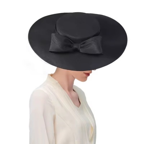 Black wide brim fascinator - , hat