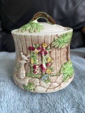 VintageFalcon Ware Honey Pot Lidded English Garden 3D Pattern Dovecote Rare