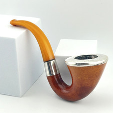 Antique Edwardian Sterling Silver Gourd Calabash Pipe Amber Stem WHC Carrington