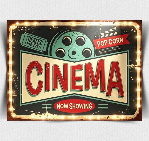 Metal sign cinema room - metal, plaque