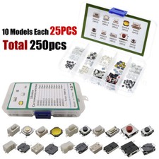 250Pcs 10-Value Tactile Push Button Switch Car Remote Key Button Microswitch Kit